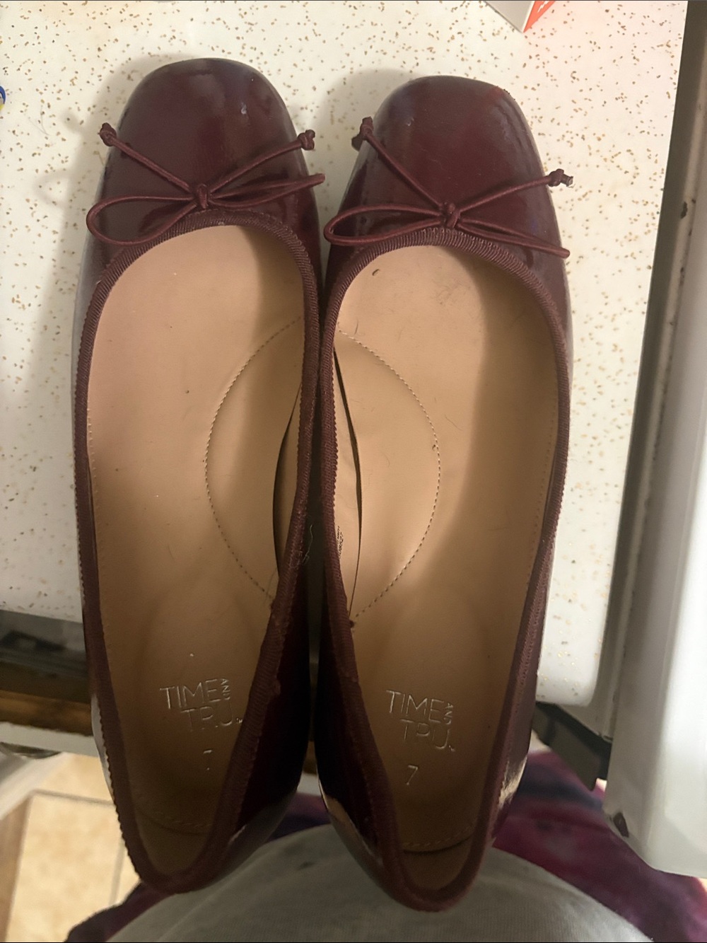 Time and Tru Women's Maroon Bow Ballet Flats